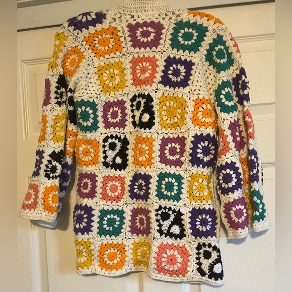 NWOT Outbound Trading Co granny square open cardigan sweater. Small - Picture 3 of 6